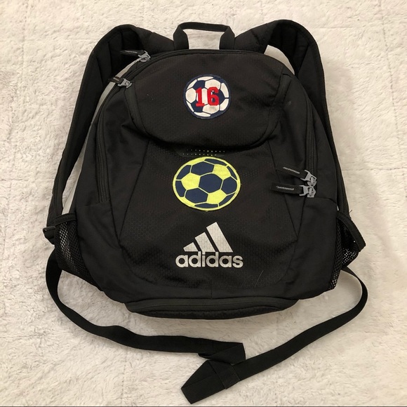 Adidas Hyrdoshield Stadium Soccer Backpack Black School Bag Soccer Ball Patch